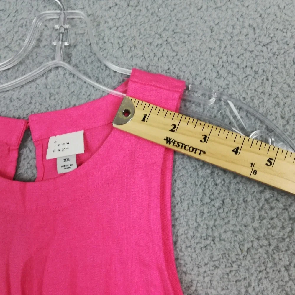 A New Day Womens Shift Dress Linen Blend‎ Mini Pink Above Knee Sleeveless XS